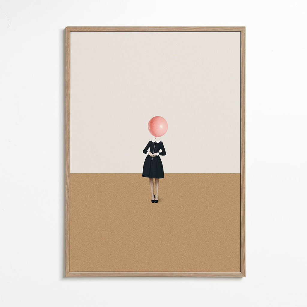Minimalistisk maleri med rosa ballon