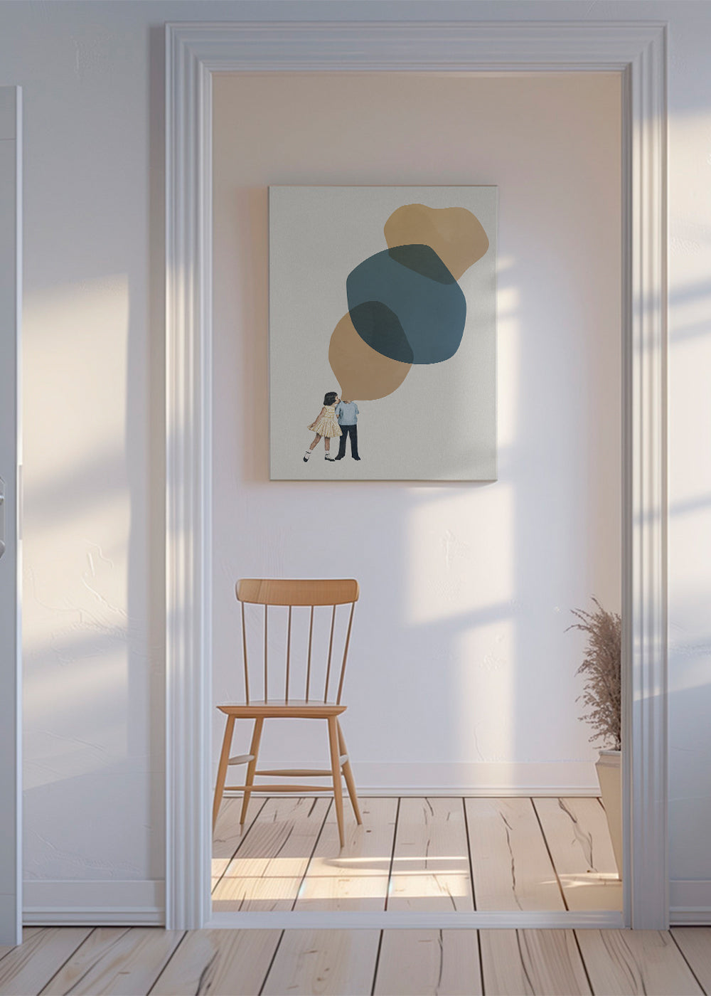 Børneplakat kys og organiske former