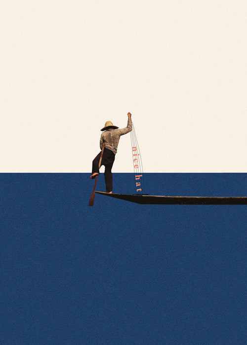 Illustration gondolier på blåt hav