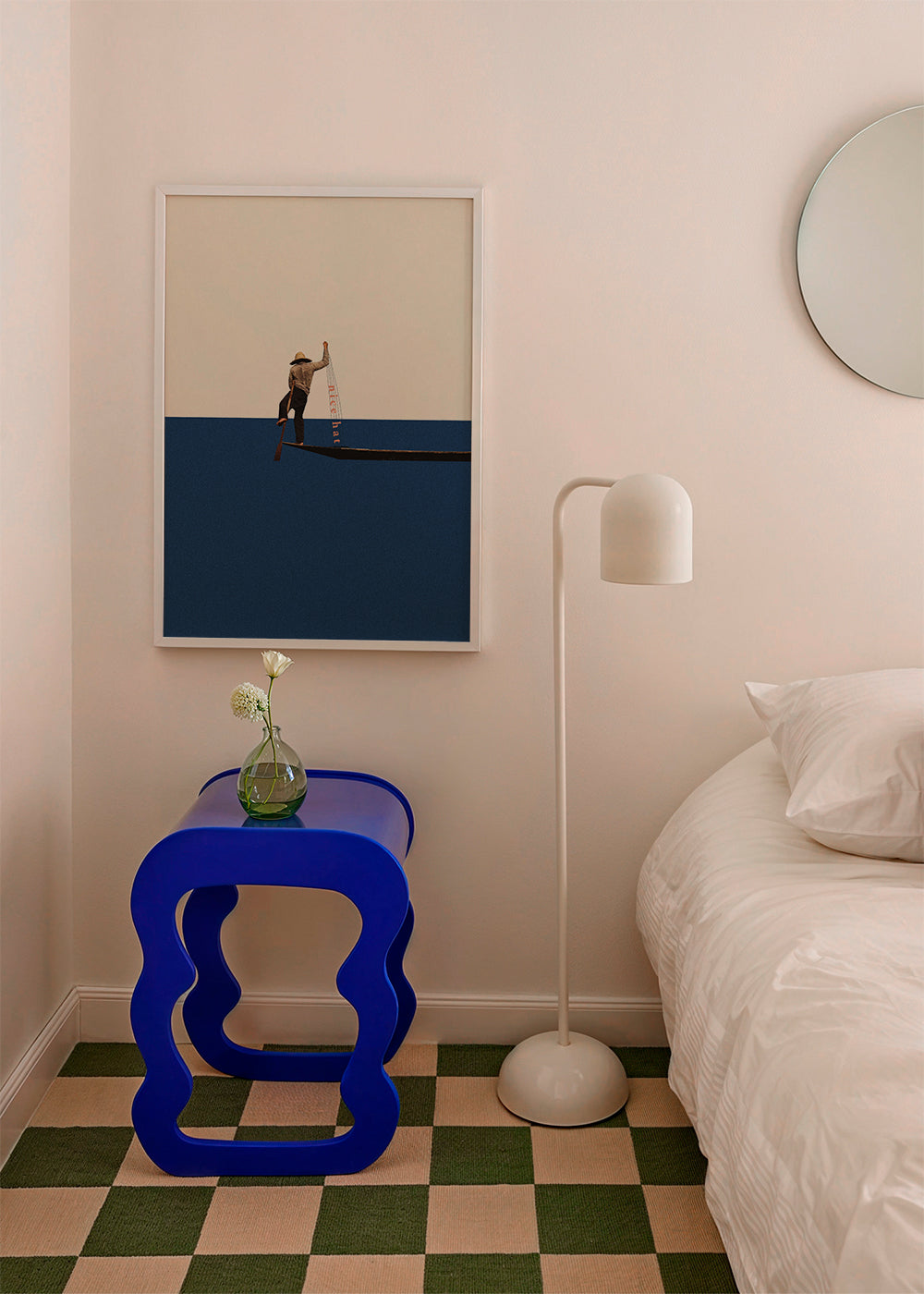 Illustration gondolier på blåt hav