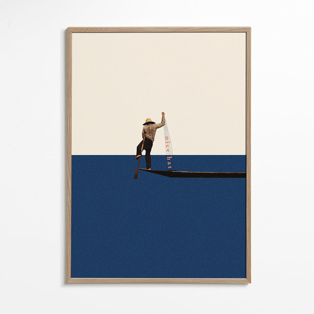 Illustration gondolier på blåt hav