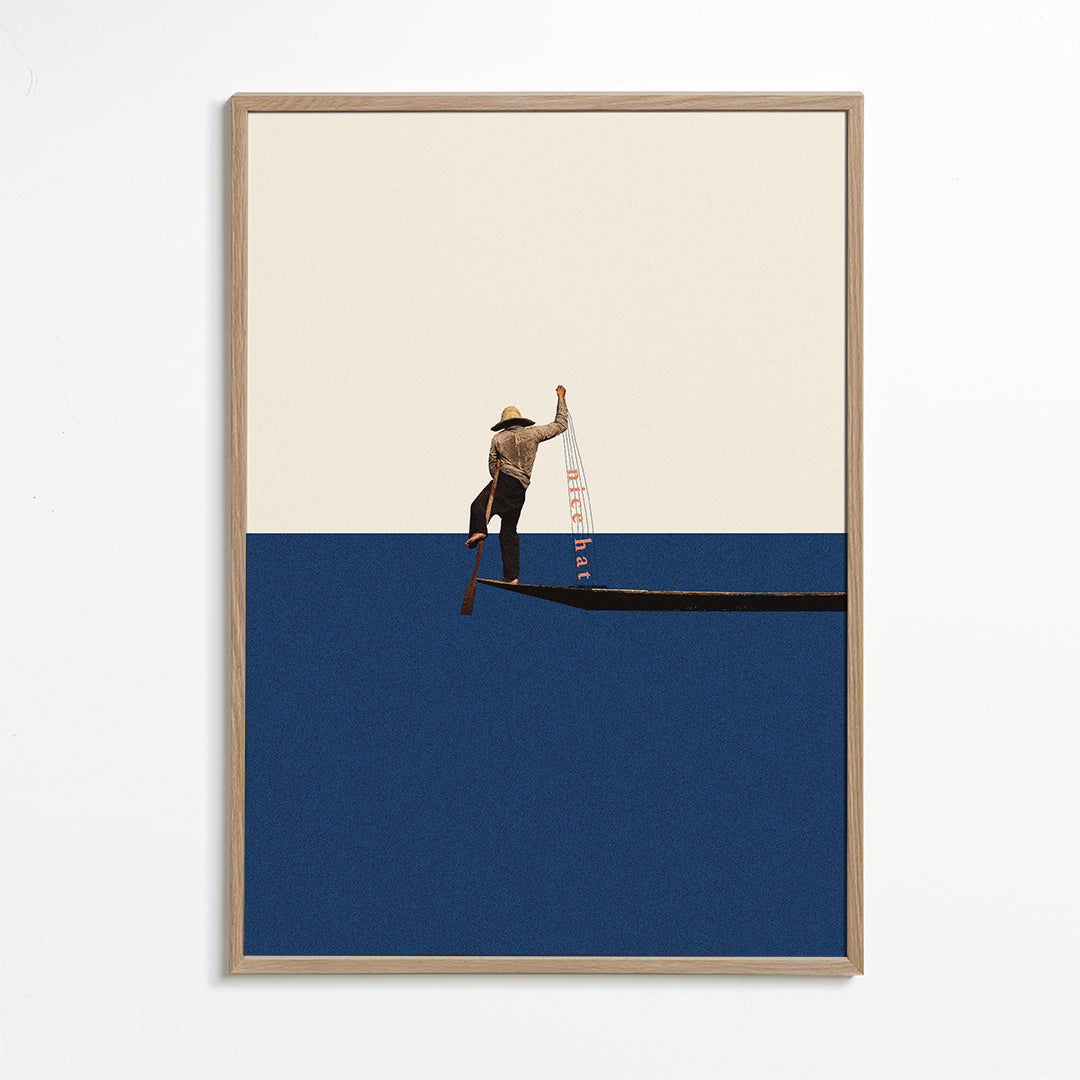 Illustration gondolier på blåt hav
