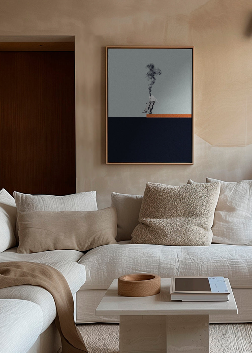 Minimalistisk plakat med rygende figur