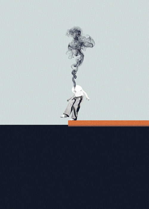 Minimalistisk plakat med rygende figur