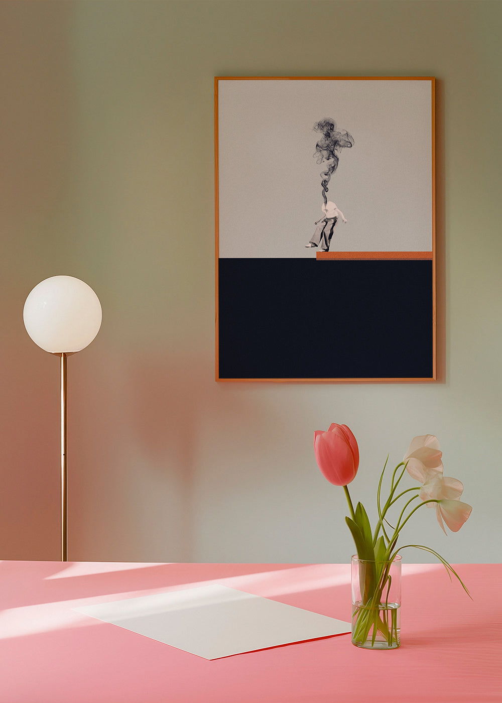 Minimalistisk plakat med rygende figur