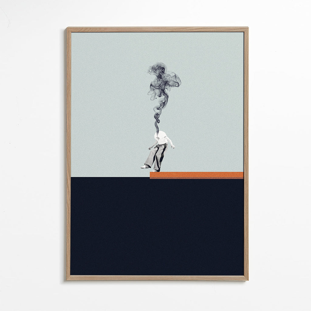 Minimalistisk plakat med rygende figur