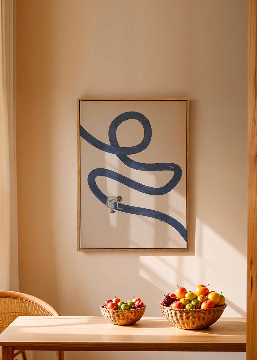 Illustration: barn med blåt bånd