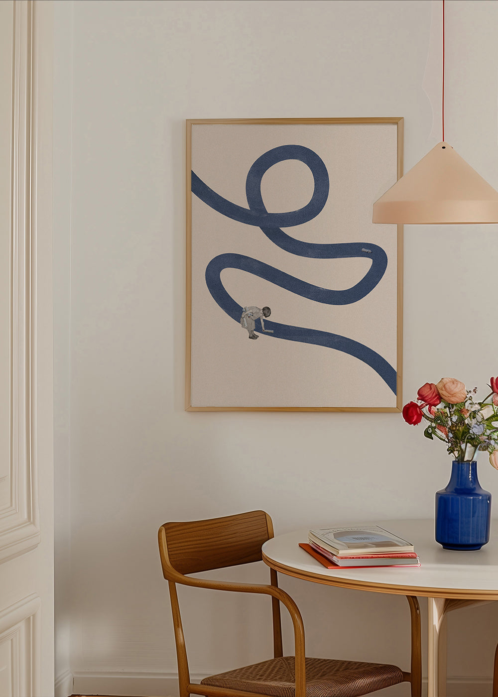 Illustration: barn med blåt bånd