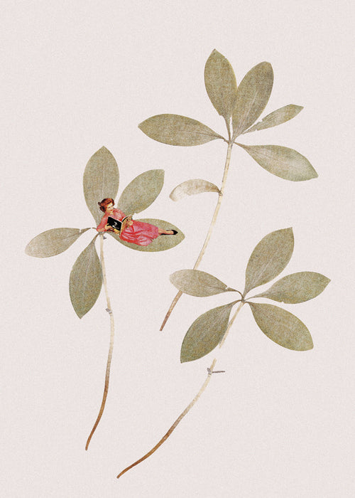 Botanisk plakat med lille figur