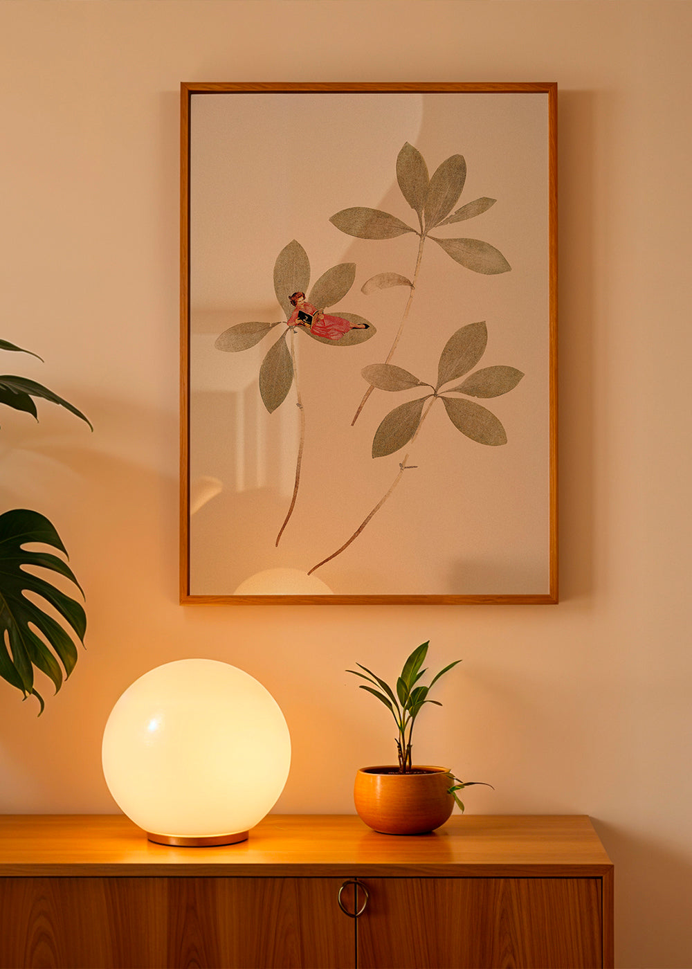 Botanisk plakat med lille figur