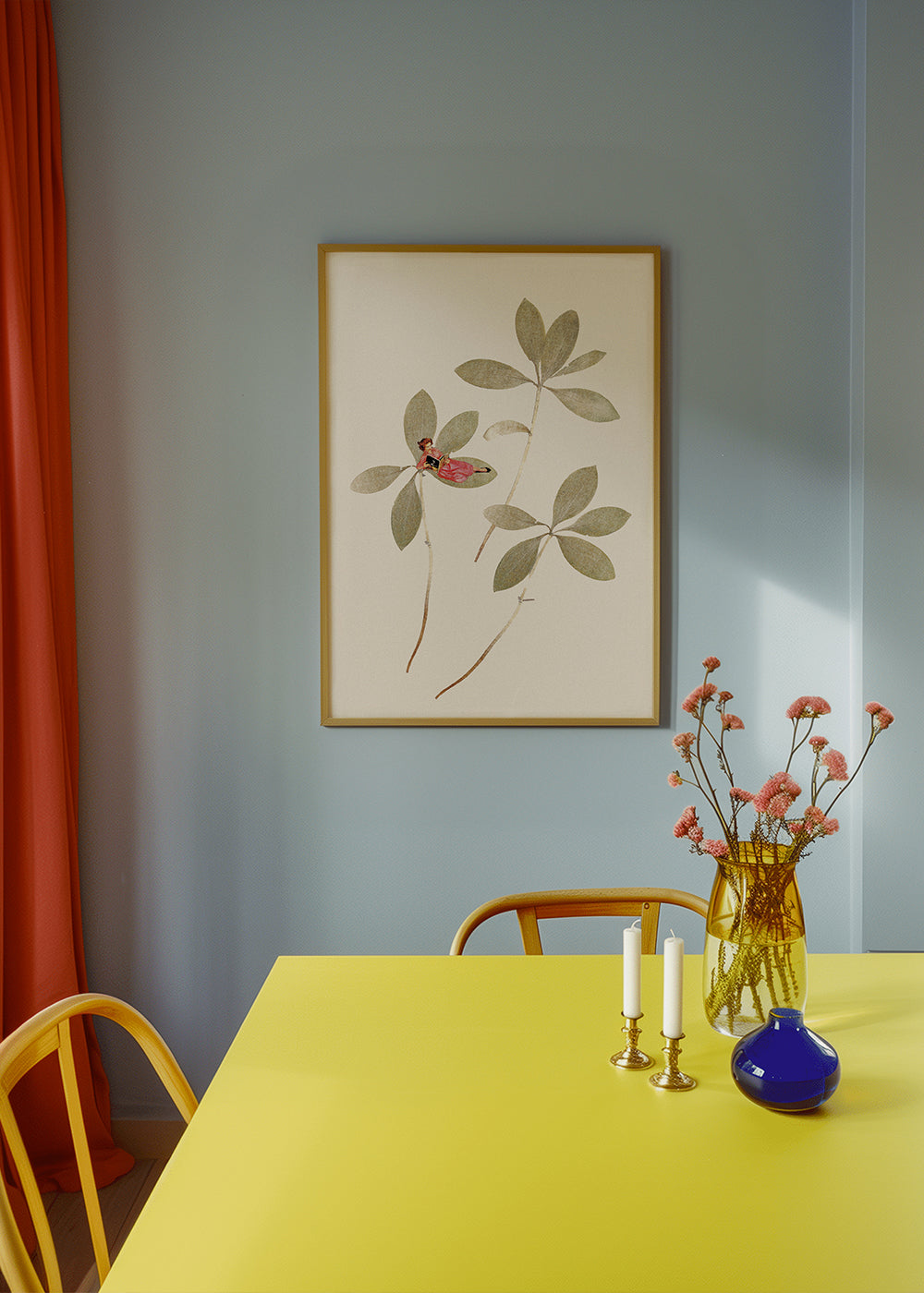 Botanisk plakat med lille figur
