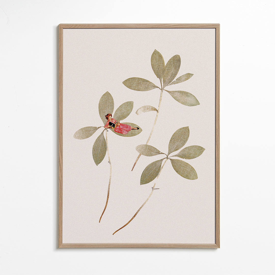 Botanisk plakat med lille figur