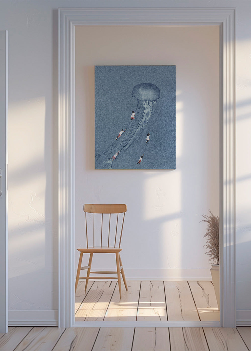 Børneplakat med vandmand og børn