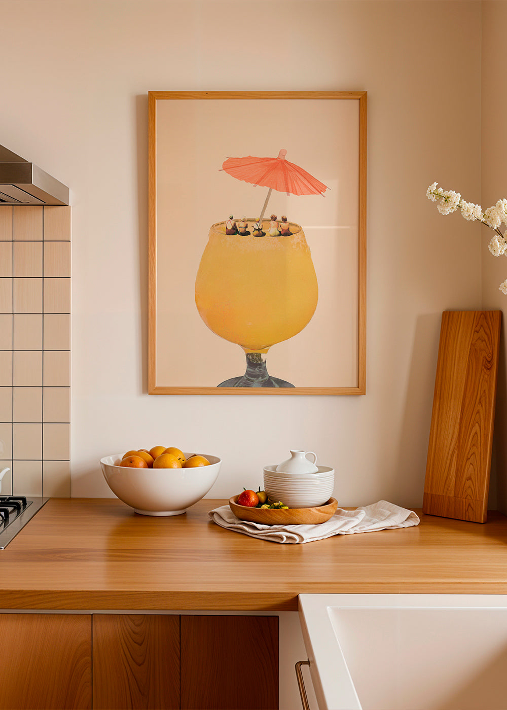 Køkkenkunst: cocktail med miniaturer ved kant