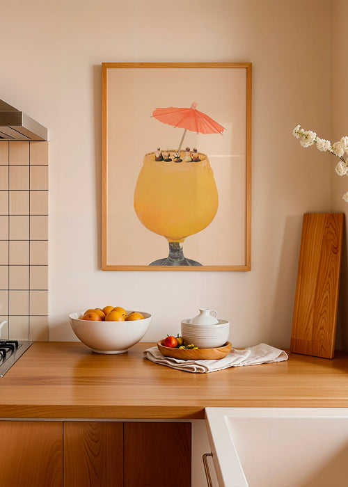 Køkkenkunst: cocktail med miniaturer ved kant