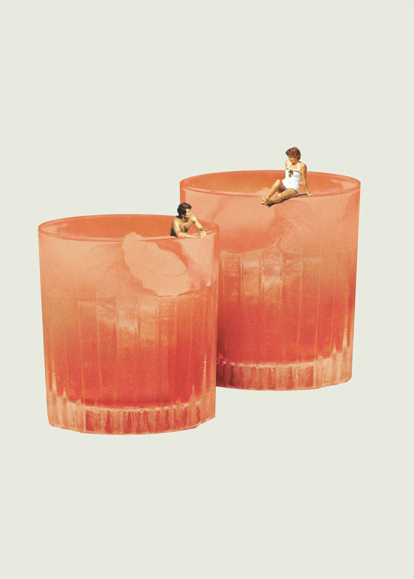 Køkkenkunst: cocktailglas med små svømmere