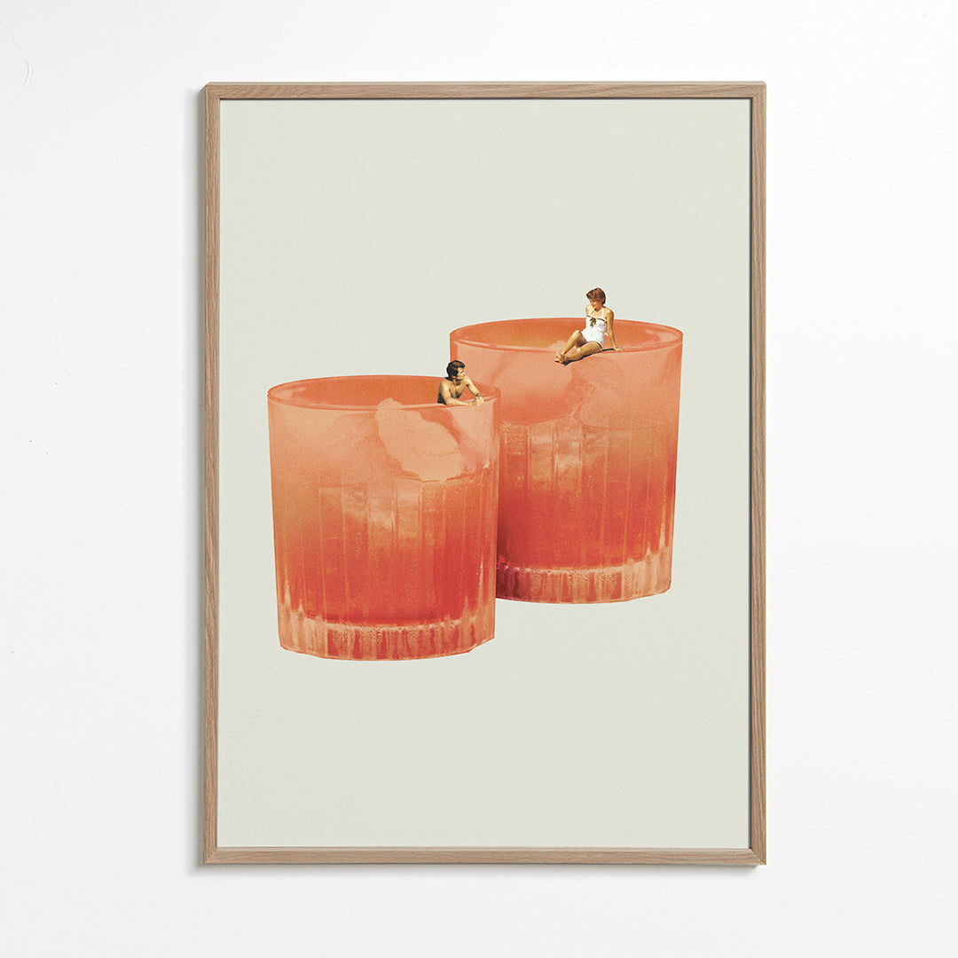 Køkkenkunst: cocktailglas med små svømmere
