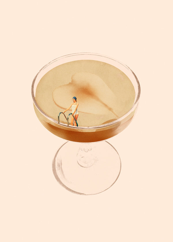Køkkenkunst med minimal cocktail-illustration
