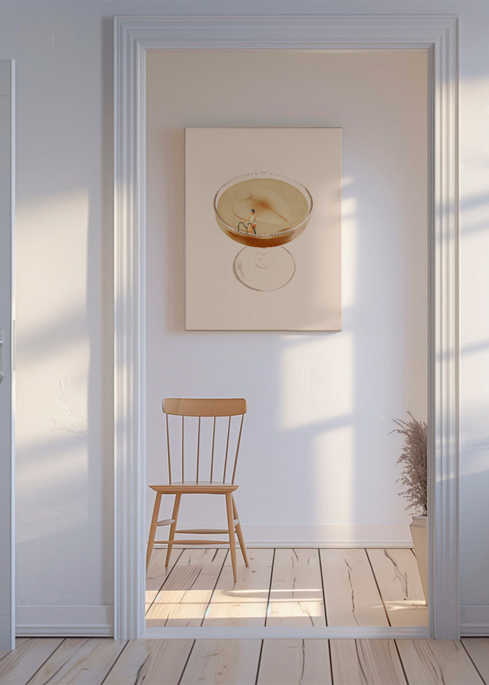 Køkkenkunst med minimal cocktail-illustration
