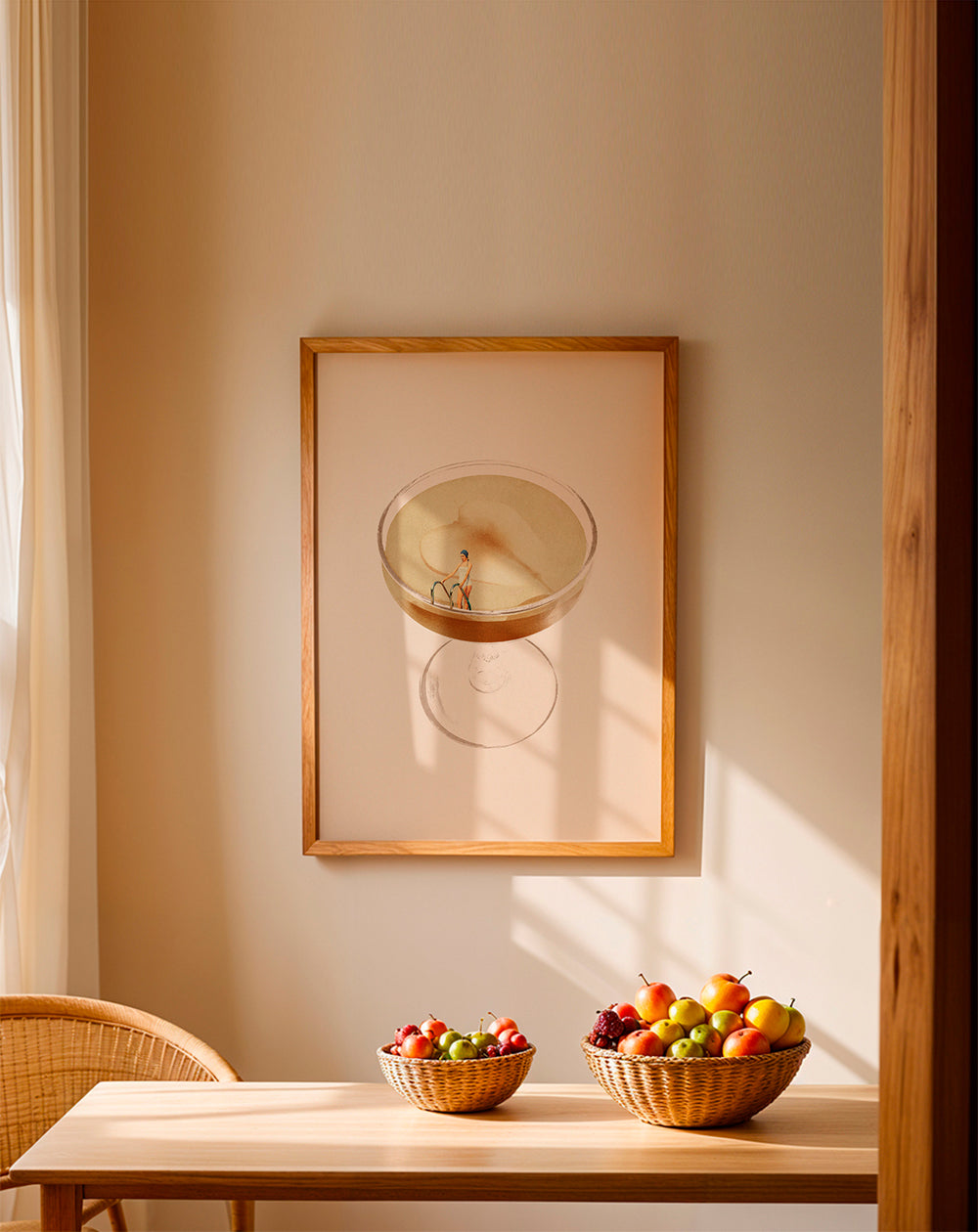 Køkkenkunst med minimal cocktail-illustration