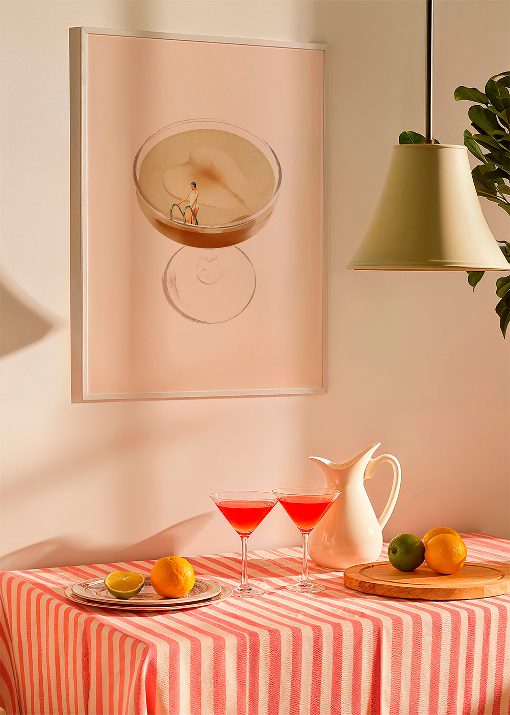 Køkkenkunst med minimal cocktail-illustration