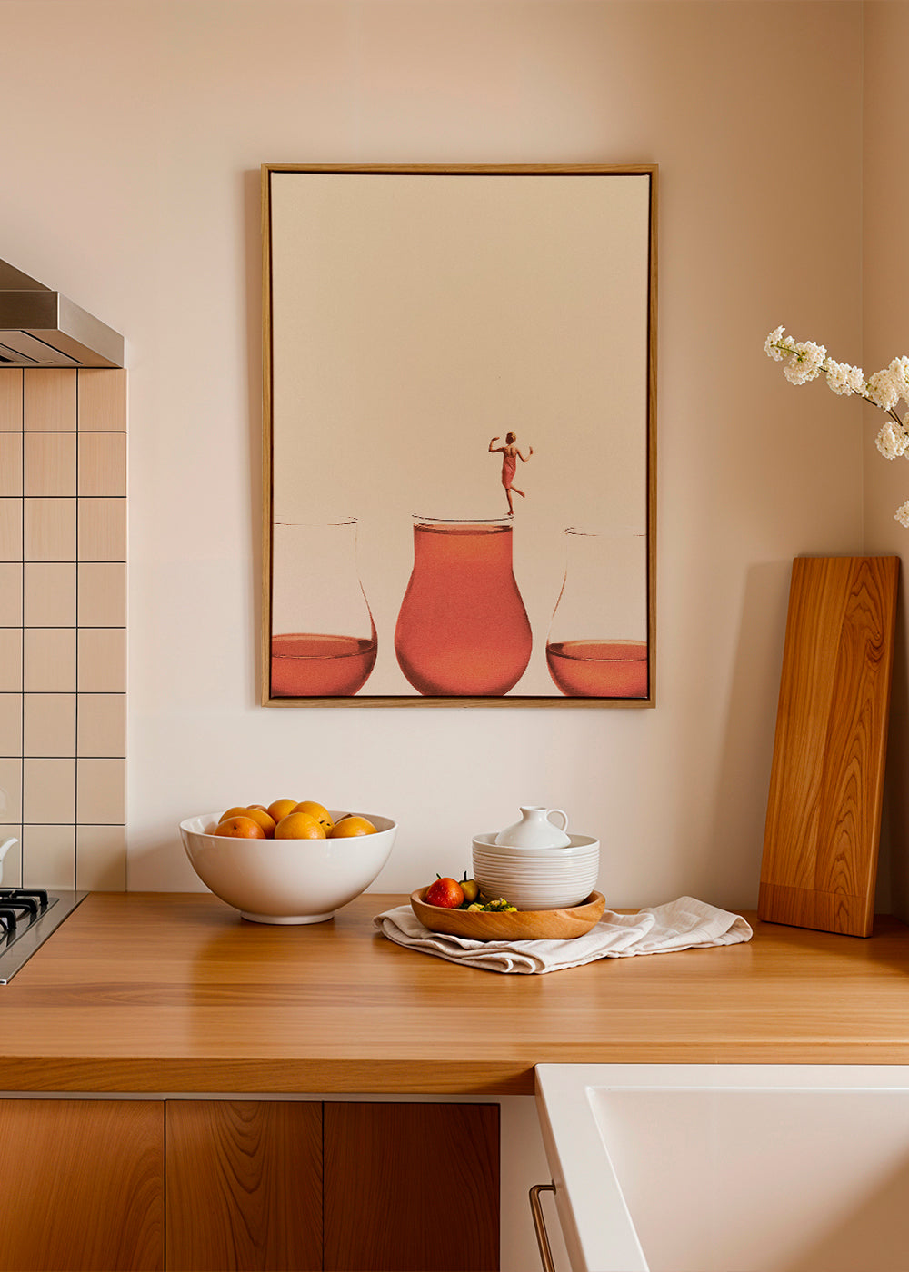 Køkkenkunst med figur på glas