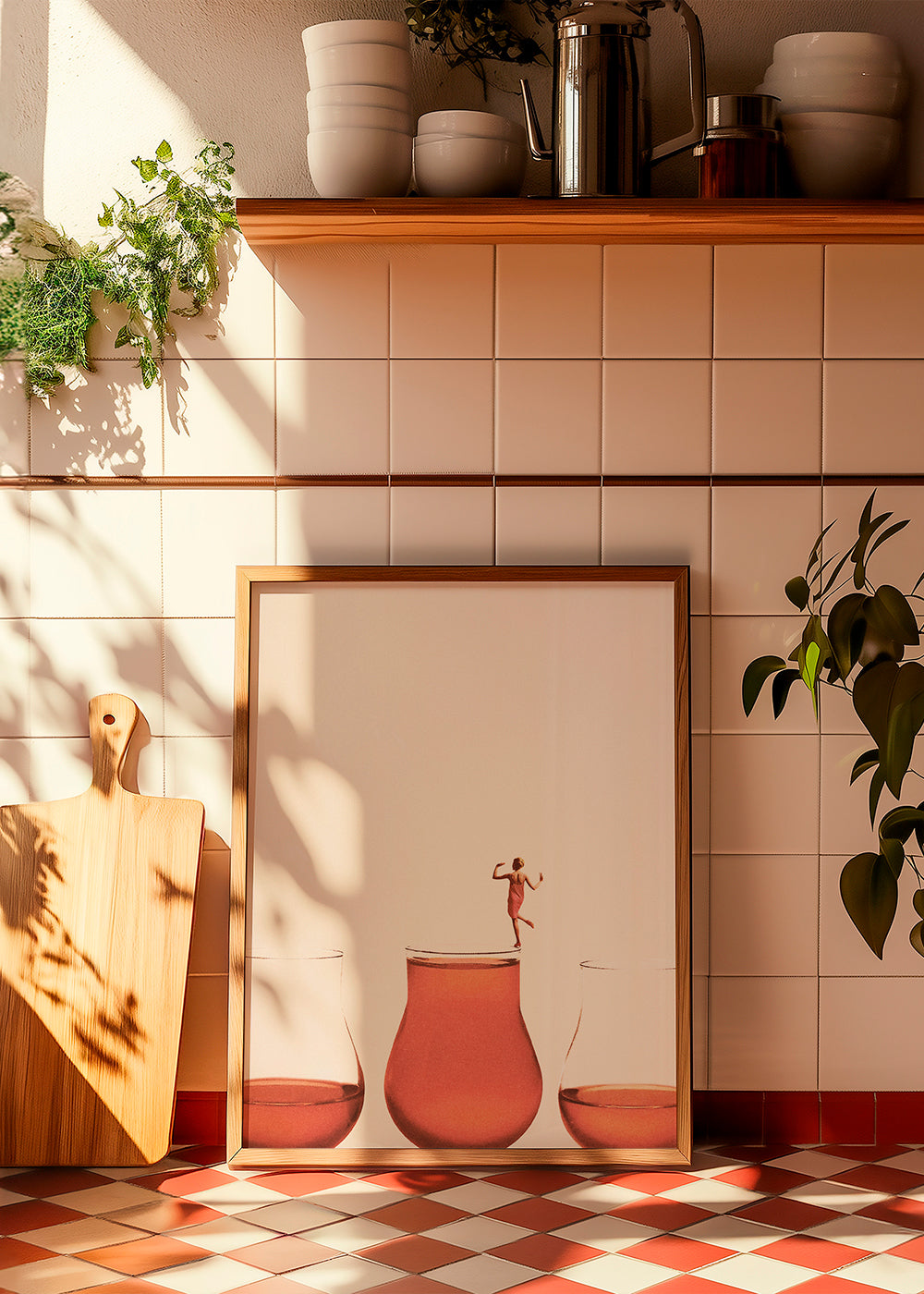 Køkkenkunst med figur på glas