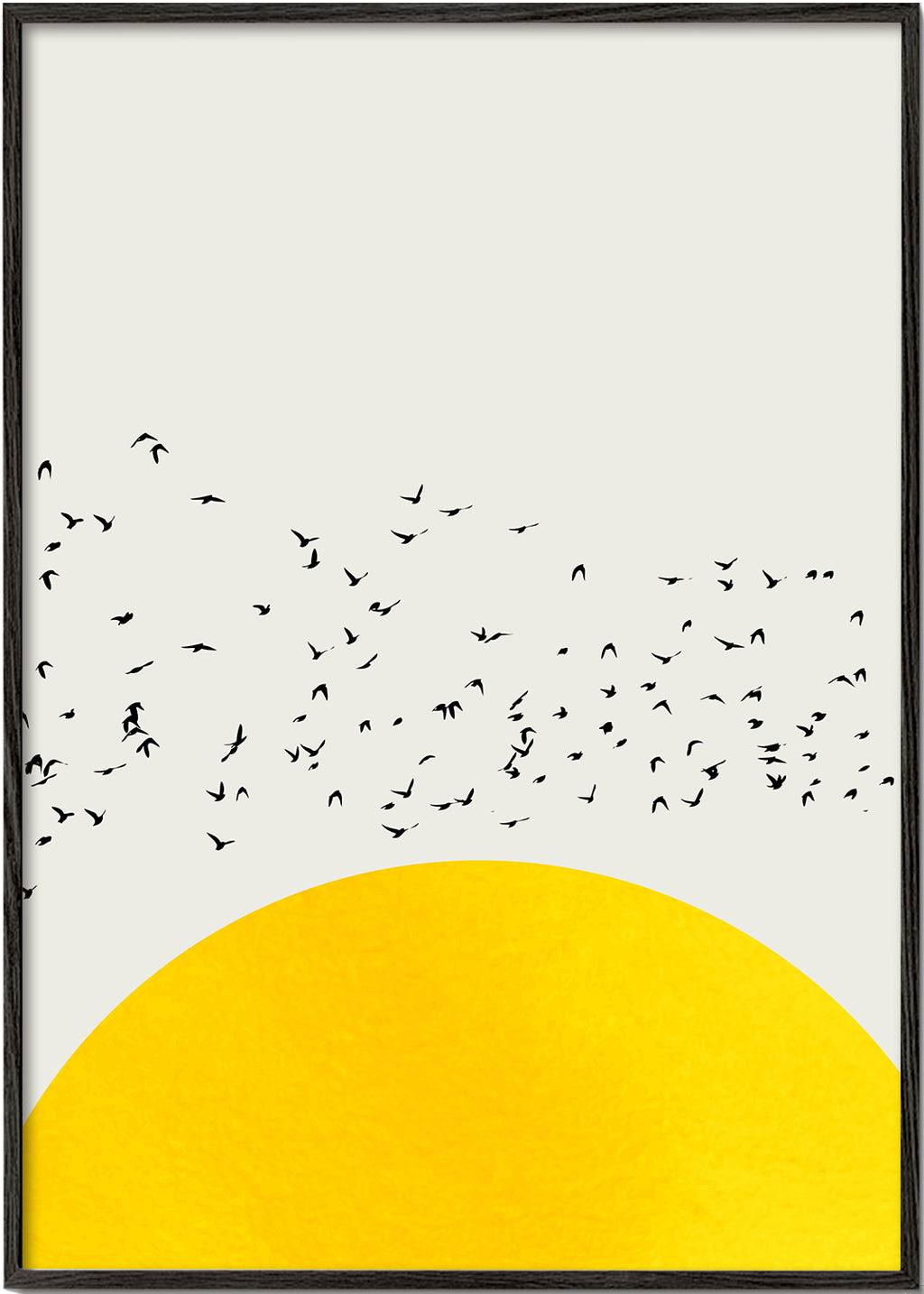 Illustration af flok over minimalistisk sol