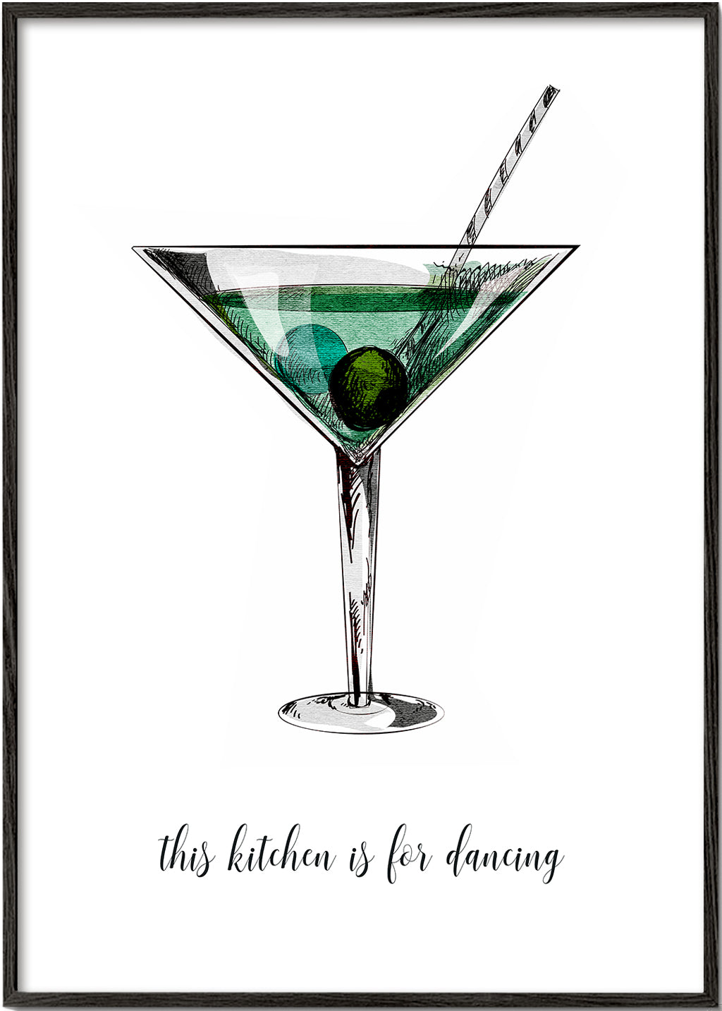 Køkkenkunst: illustreret cocktail med legende tekst