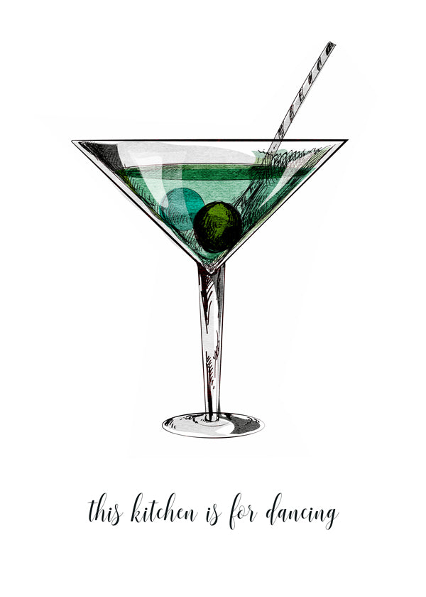 Køkkenkunst: illustreret cocktail med legende tekst