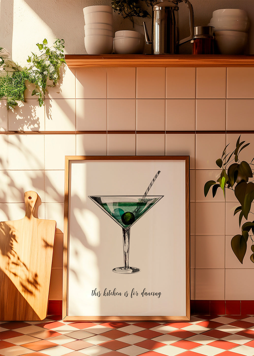 Køkkenkunst: illustreret cocktail med legende tekst