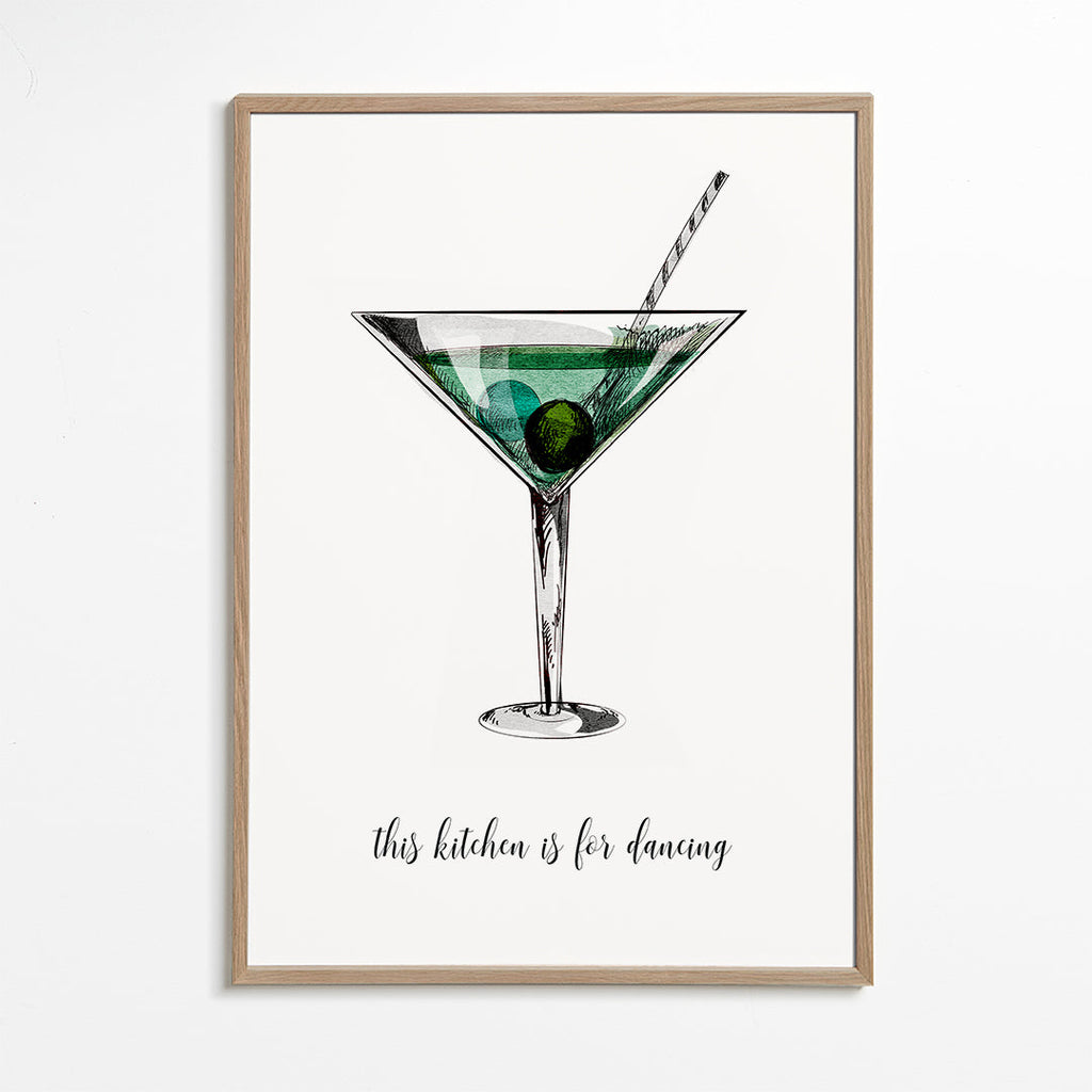 Køkkenkunst: illustreret cocktail med legende tekst
