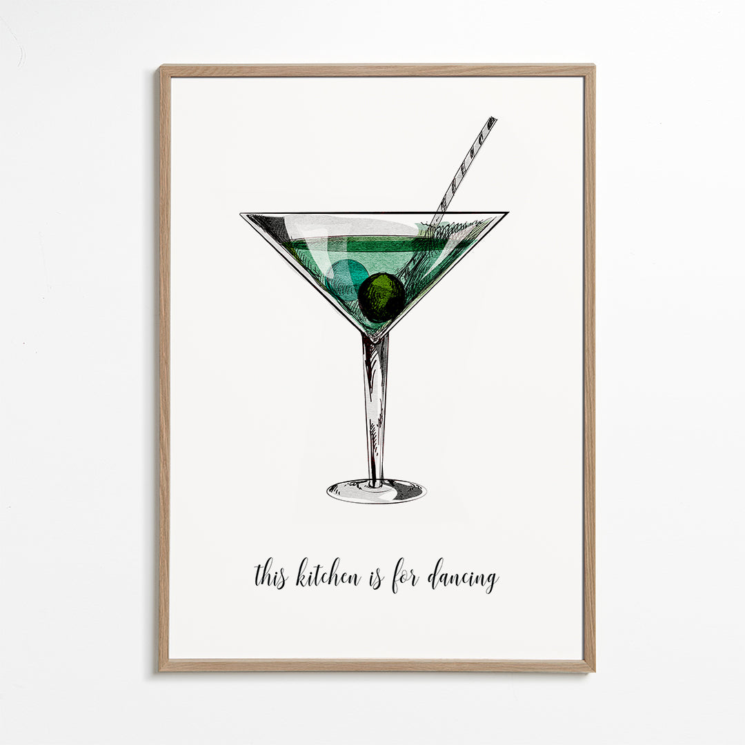Køkkenkunst: illustreret cocktail med legende tekst