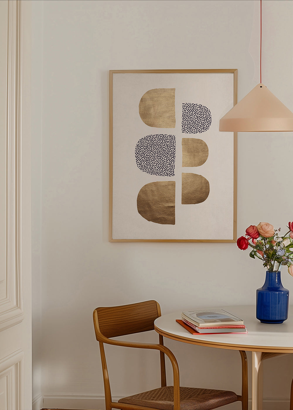 Geometrisk plakat med guldformer