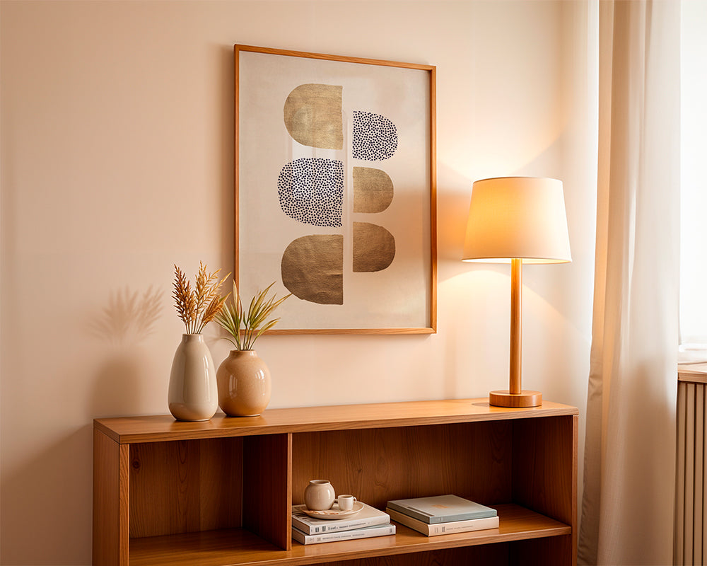 Geometrisk plakat med guldformer