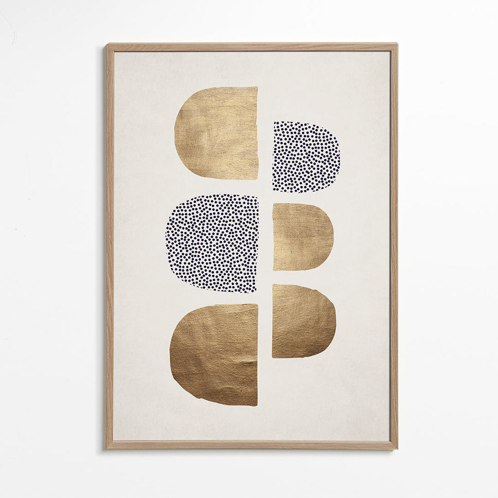 Geometrisk plakat med guldformer