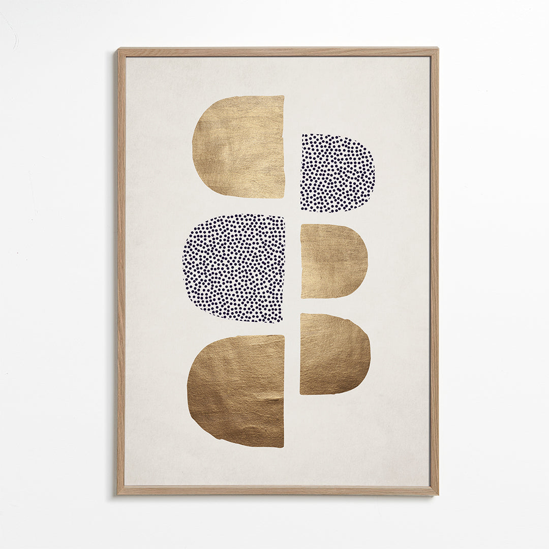 Geometrisk plakat med guldformer
