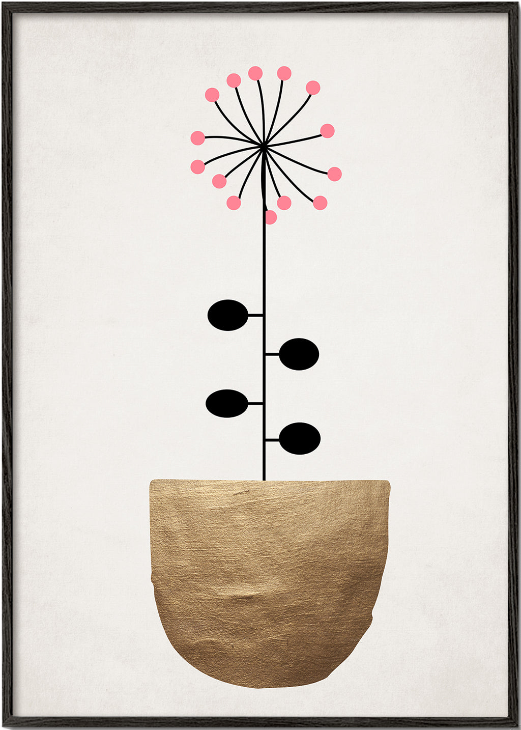 Gylden botanisk plakat minimal