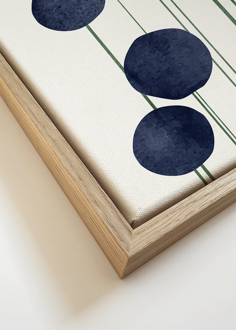 Botanisk plakat med marineblå cirkler