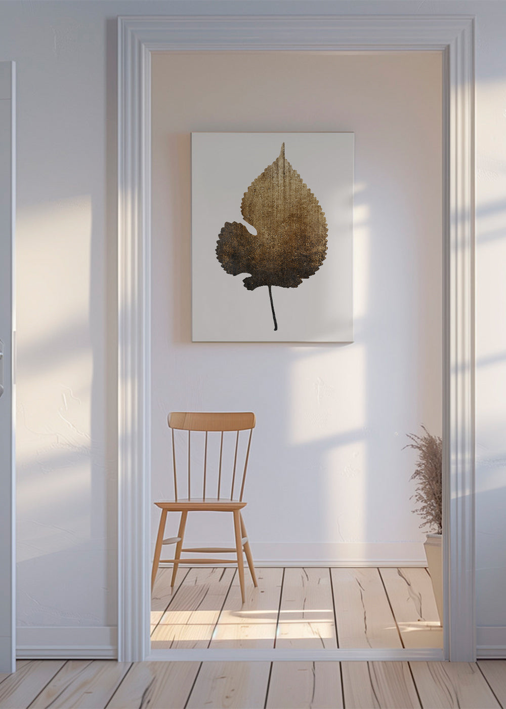 Botanisk plakat med tekstureret guldblad