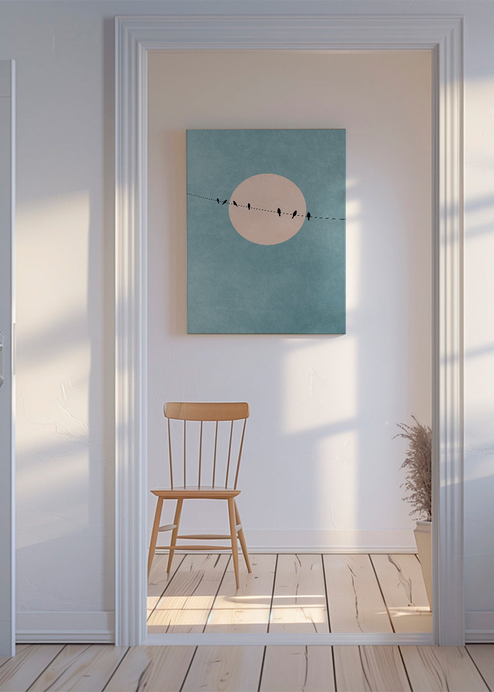 Illustration fugle på ledning