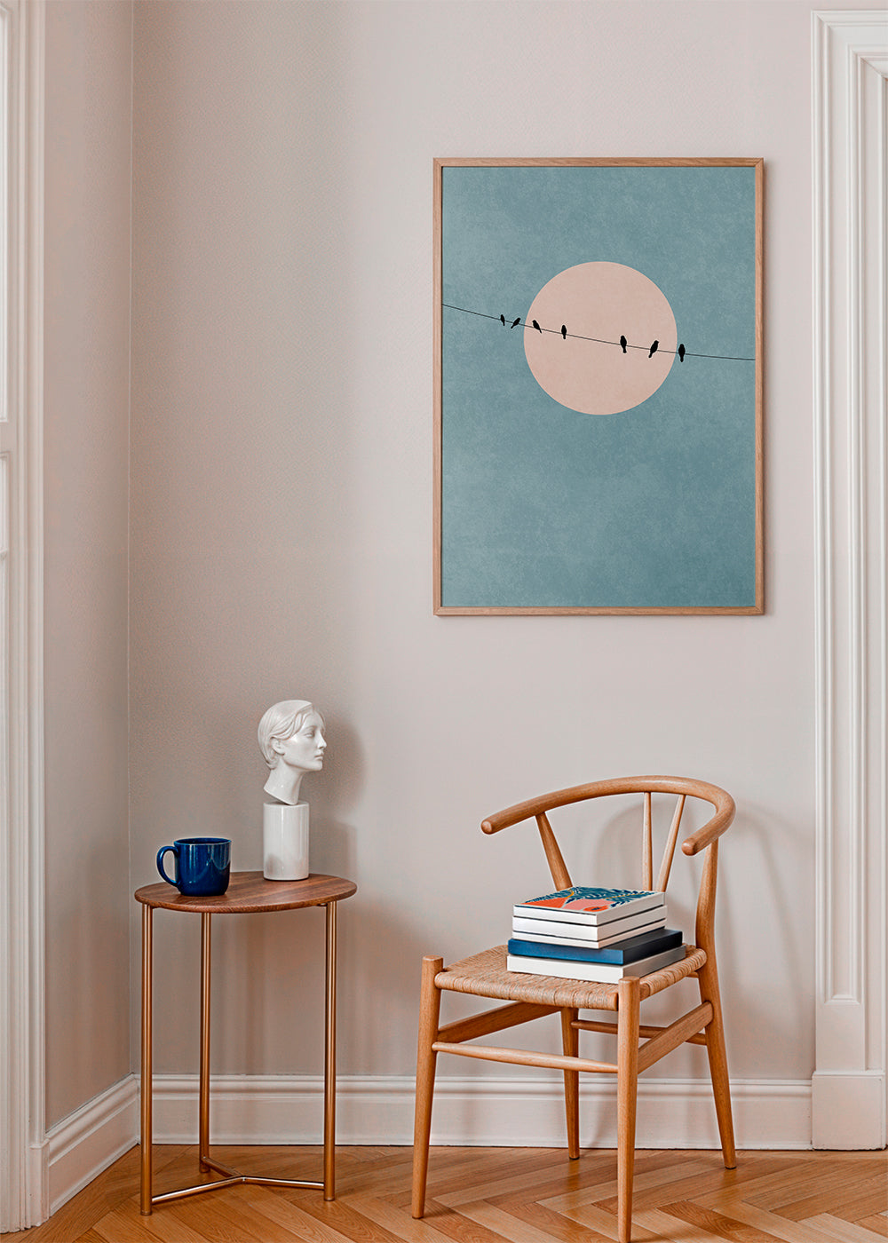 Illustration fugle på ledning