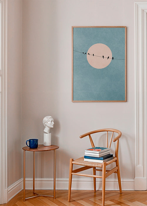 Illustration fugle på ledning