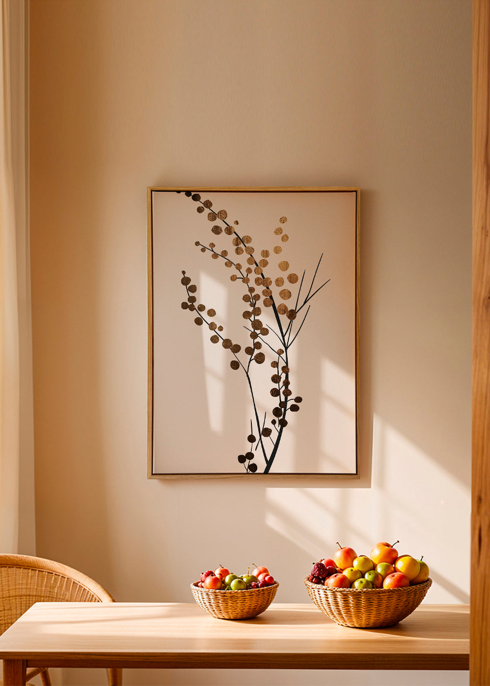 Botanisk plakat med gyldne grene
