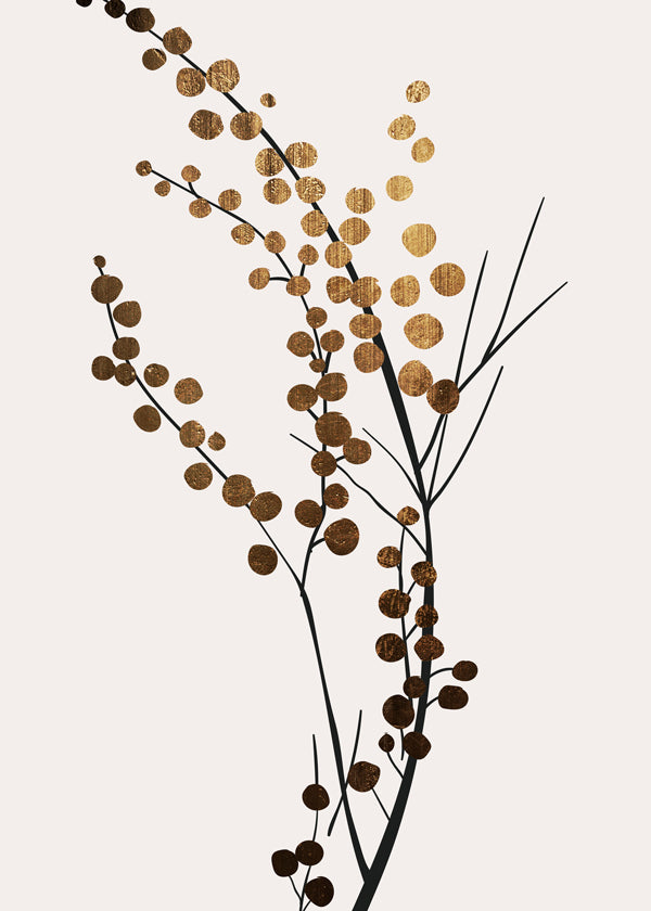 Botanisk plakat med gyldne grene