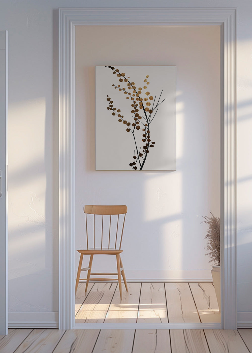 Botanisk plakat med gyldne grene