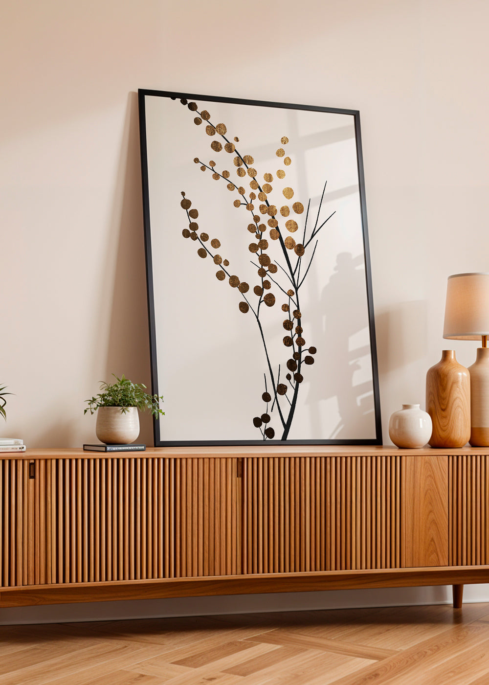 Botanisk plakat med gyldne grene