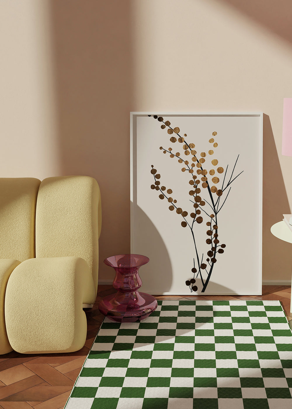 Botanisk plakat med gyldne grene