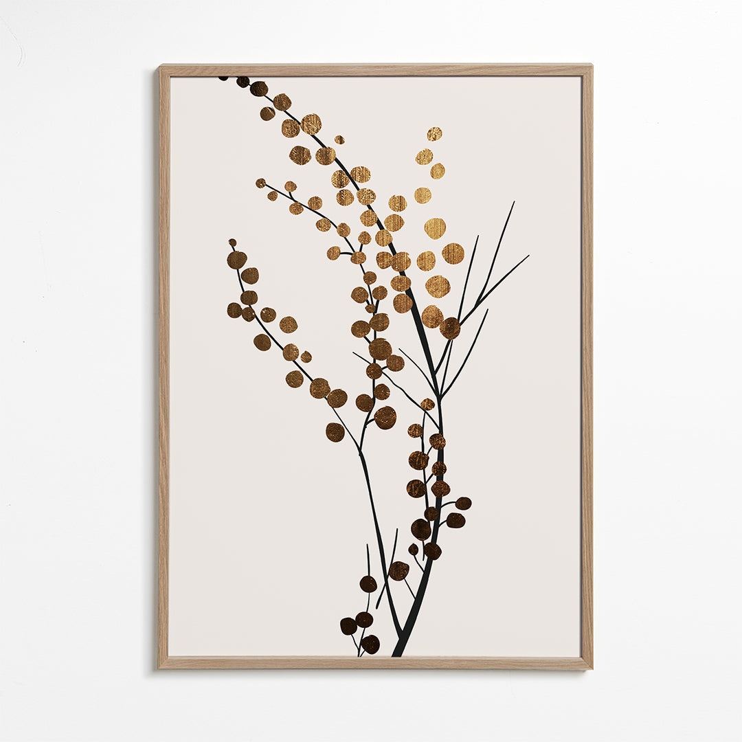 Botanisk plakat med gyldne grene