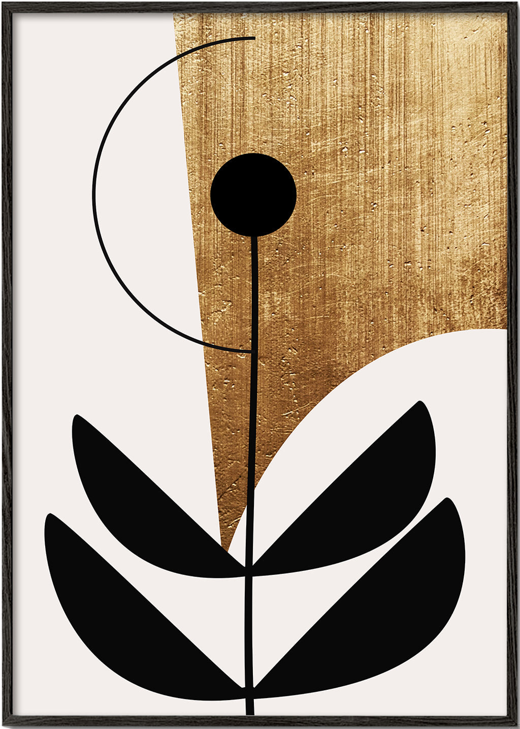 Botanisk plakat minimalistisk med guldtekstur